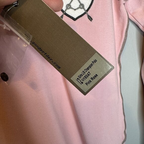 Goode rider Youth Girls Champion Polo Long Sleeve Shirt 12 Pink Equestrian - Picture 8 of 11
